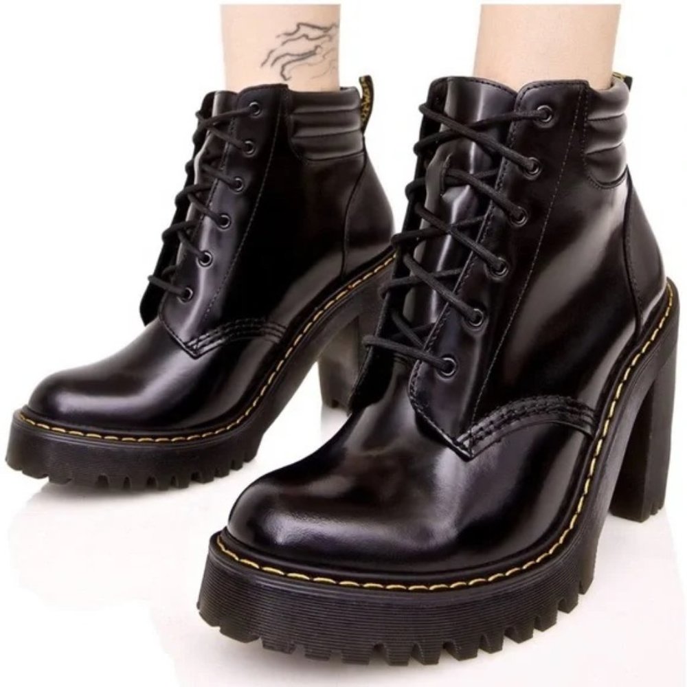 Dr Martens AirWair Women Persephone Lace Up Ankle Boots Chunky Lug Heel Pump 7